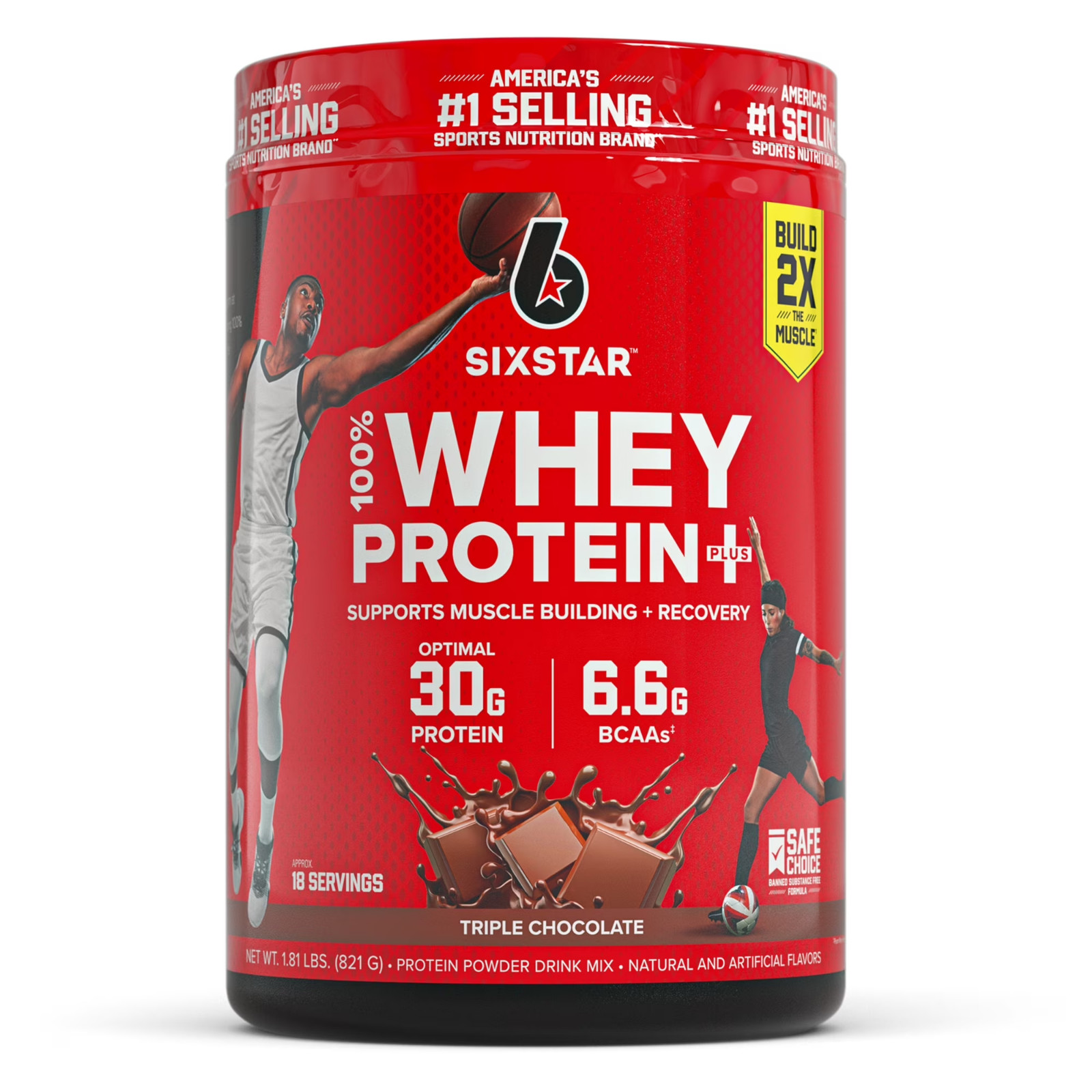 Six Star Pro Nutrition 100% Whey Protein Powder Plus, 30g Protein, Triple Choco
