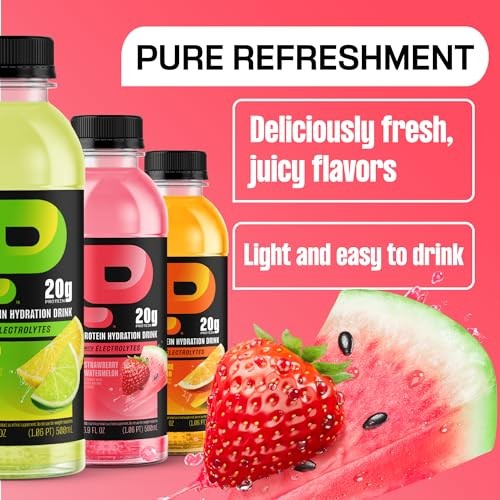 Protein2o Whey Protein Isolate Drink, Strawberry Watermelon, 16.9oz, 12 Count