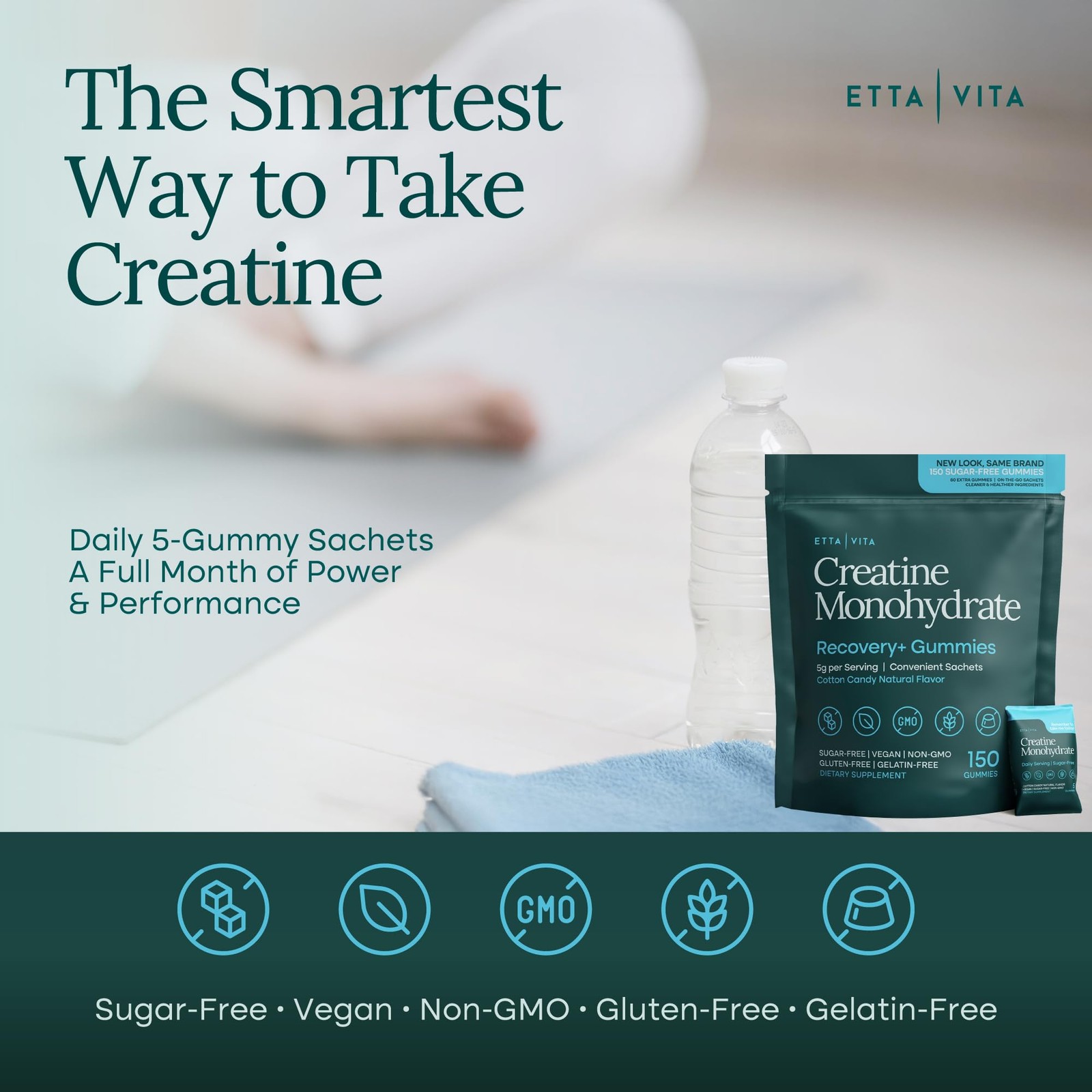 Sugar-Free Creatine Monohydrate Gummies (5g Per Packet) – Potent Creatine Gum…