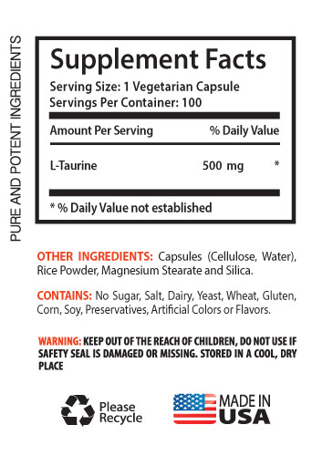 New L-Taurine 500mg (3 Bottles)