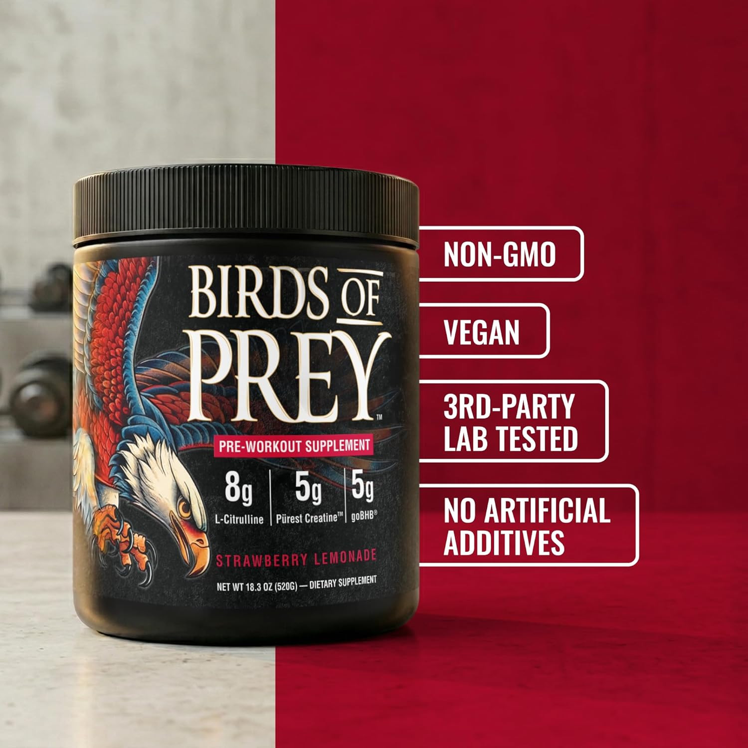 Birds of Prey Gobhb® Caffeine-Free Pre-Workout Powder – Smart Energy, Supports B