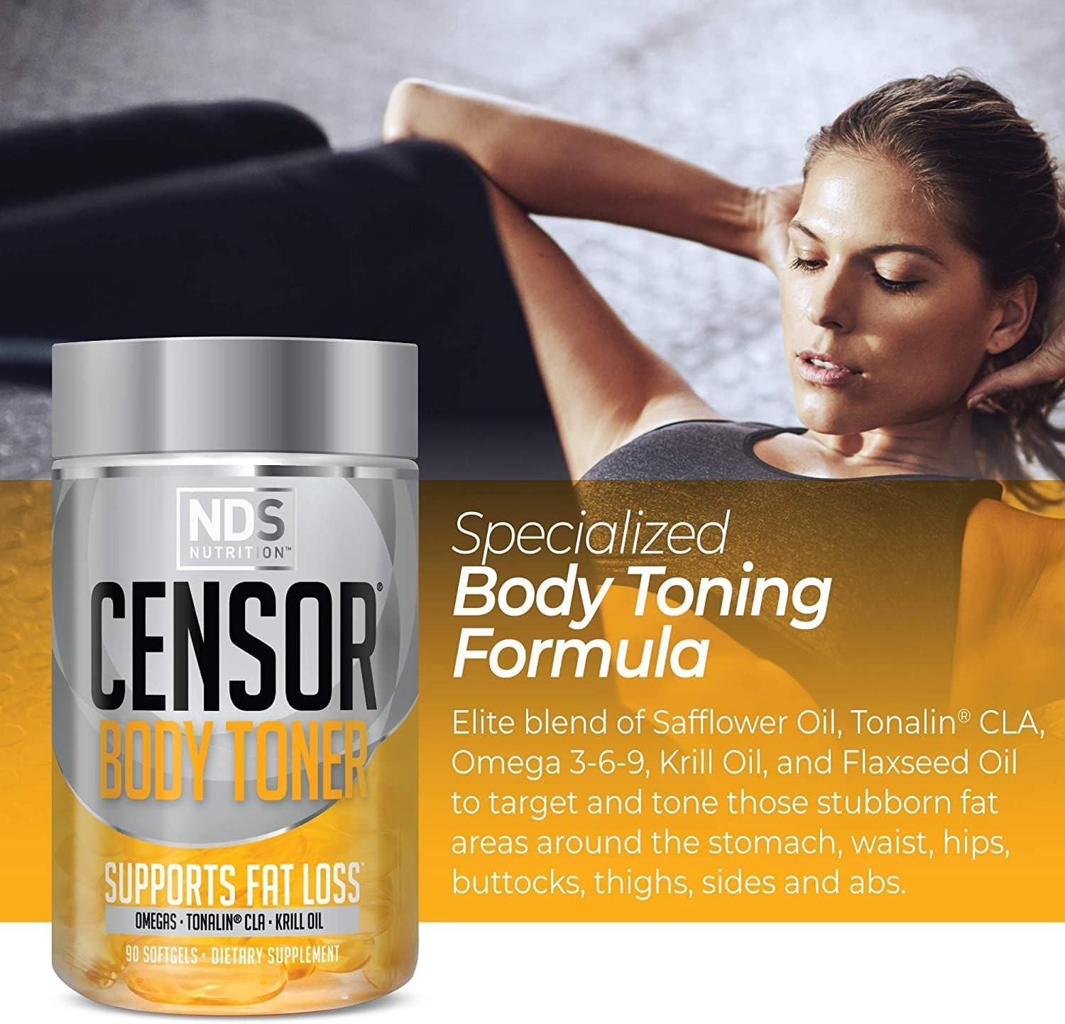 NDS Nutrition Censor – Fat Loss and Body Toner with CLA Fish Oil Safflower an…