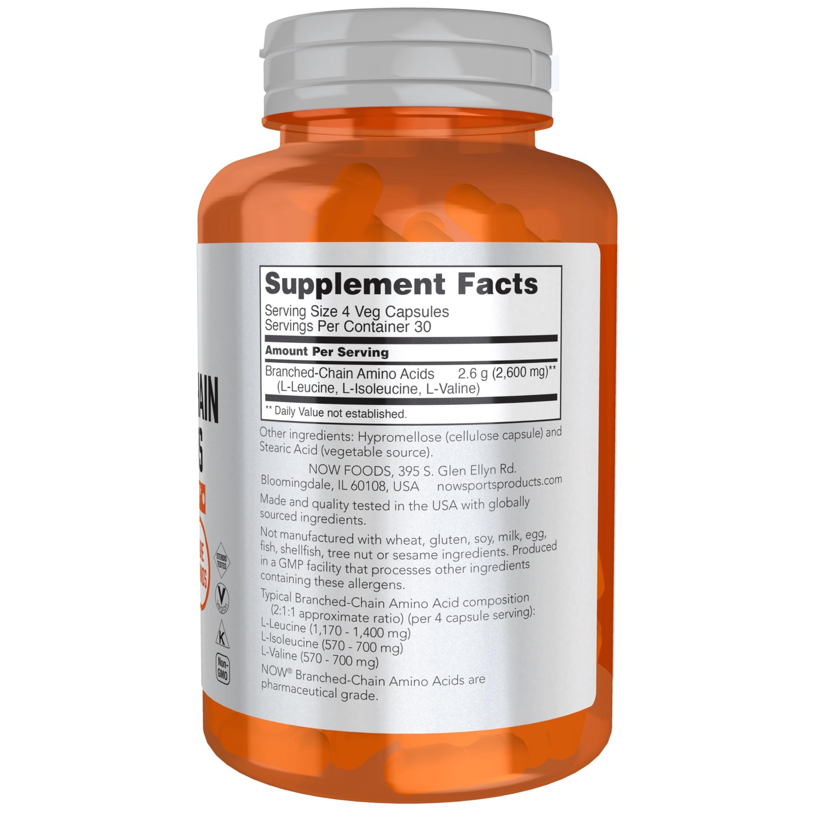 Now Sports Bcaa Supplement 120 Count Amino Acids For Muscle Recovery