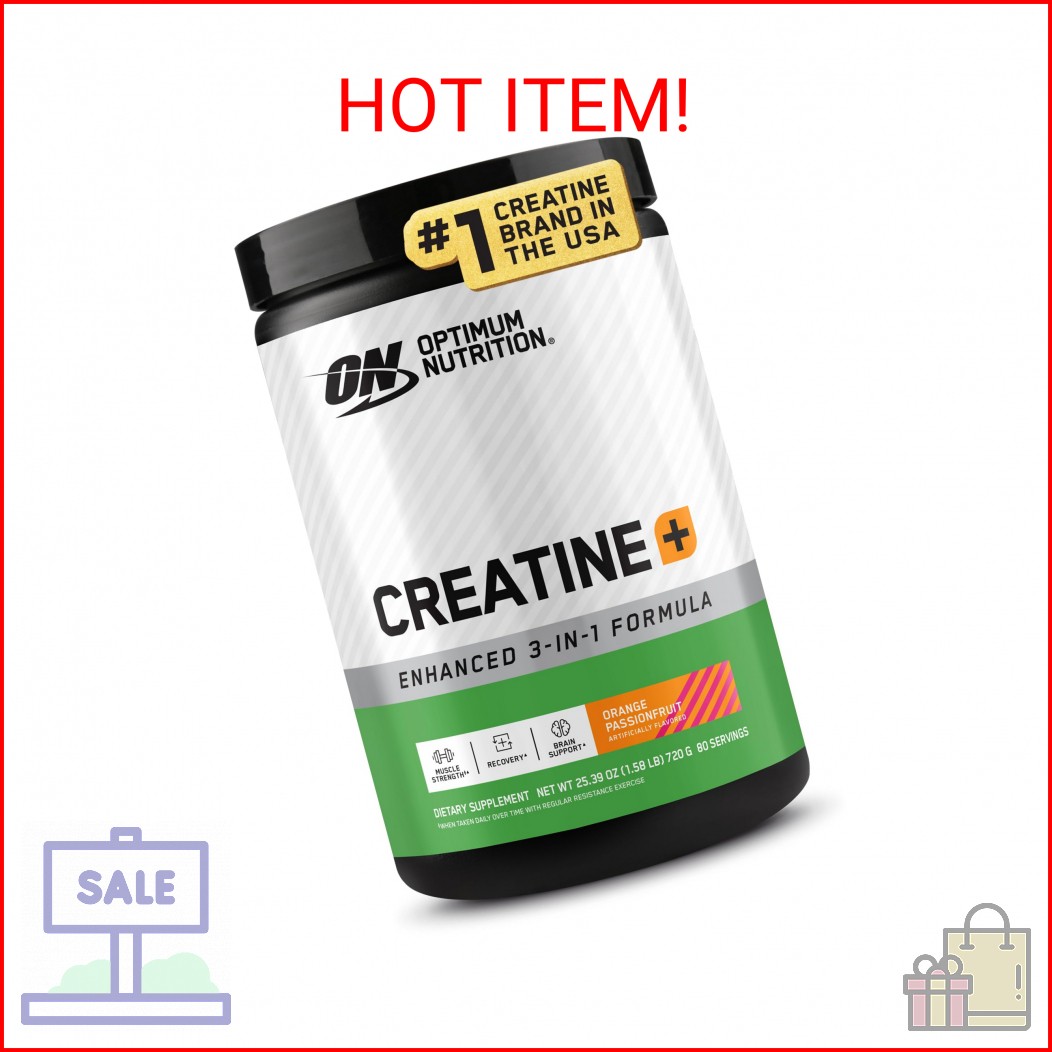 Optimum Nutrition Creatine Monohydrate Plus Powder, Orange Passionfruit Flavored