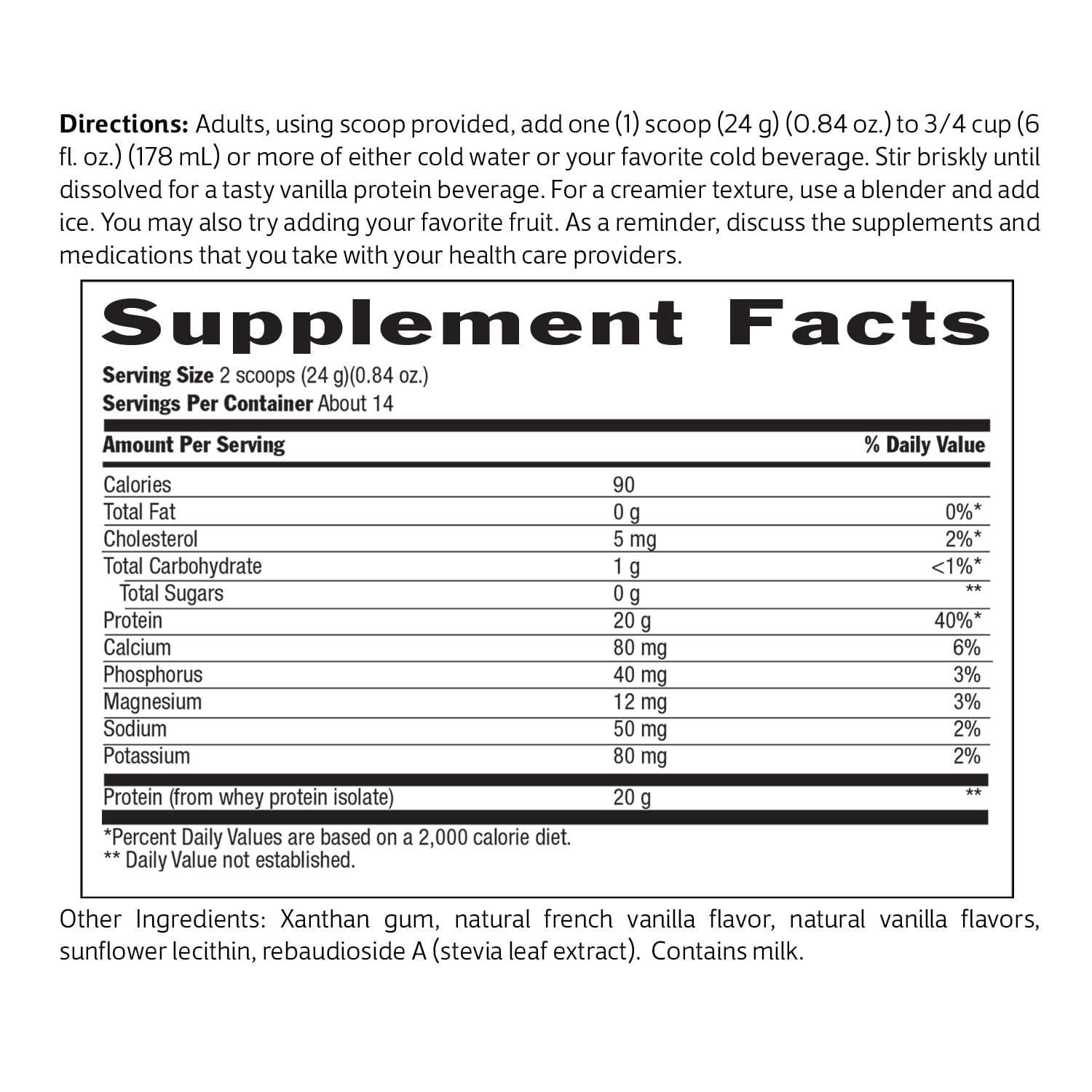 Sugar Free Vanilla Whey Protein Powder, 11.8 oz – Low Carb, High Protein Supplem