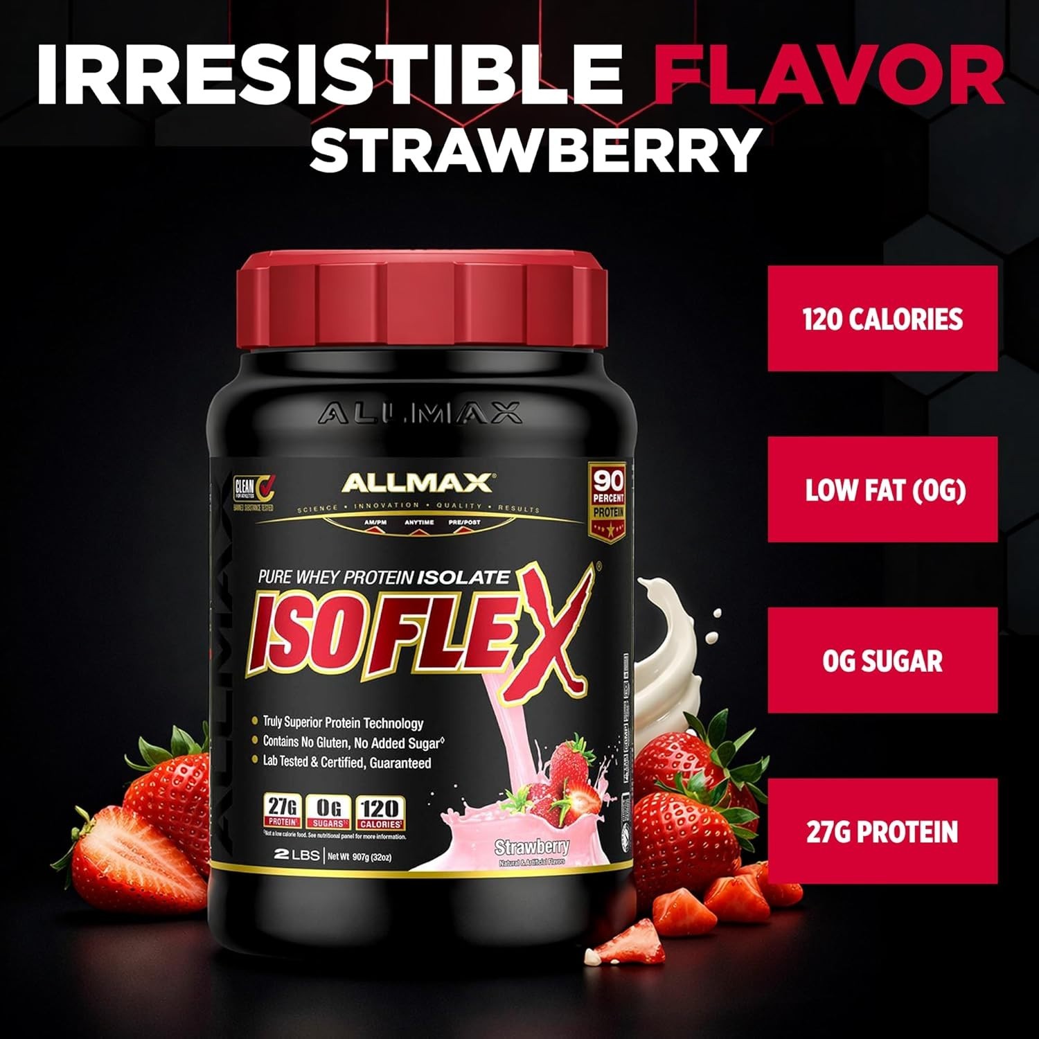 ALLMAX ISOFLEX Pure Whey Isolate Protein Powder – Gluten Free, Low Lactose, Suga