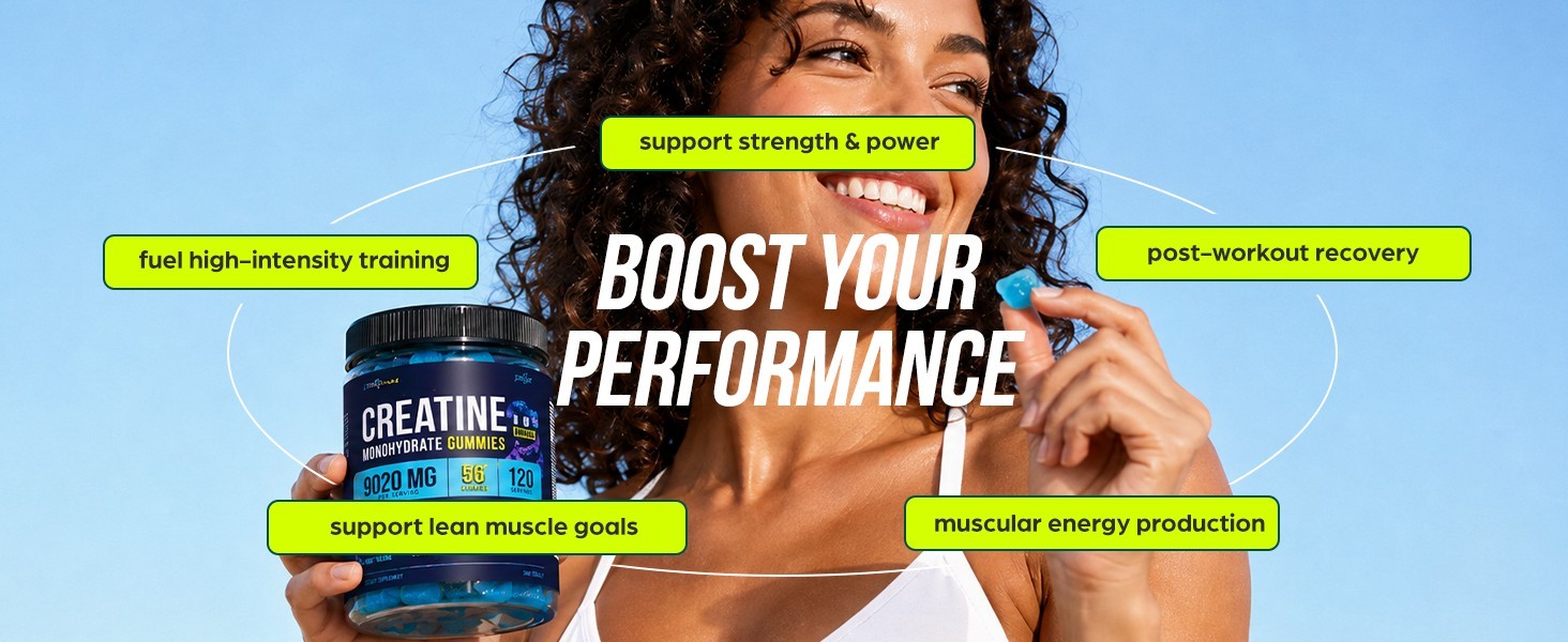Blueberry Creatine Gummies 5 in 1 Formula for Muscle Recovery Strength Endurance