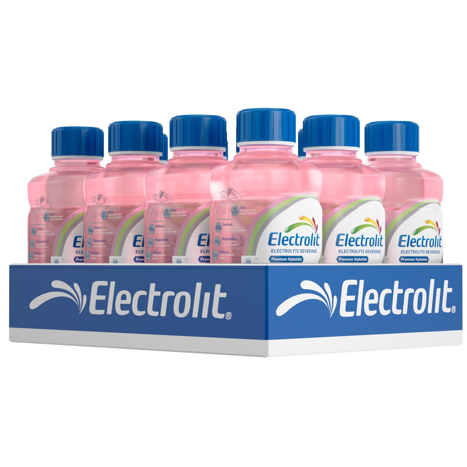 Electrolit, Electrolyte Beverage, 21 FL Oz (Pack of 12), Strawberry-Kiwi