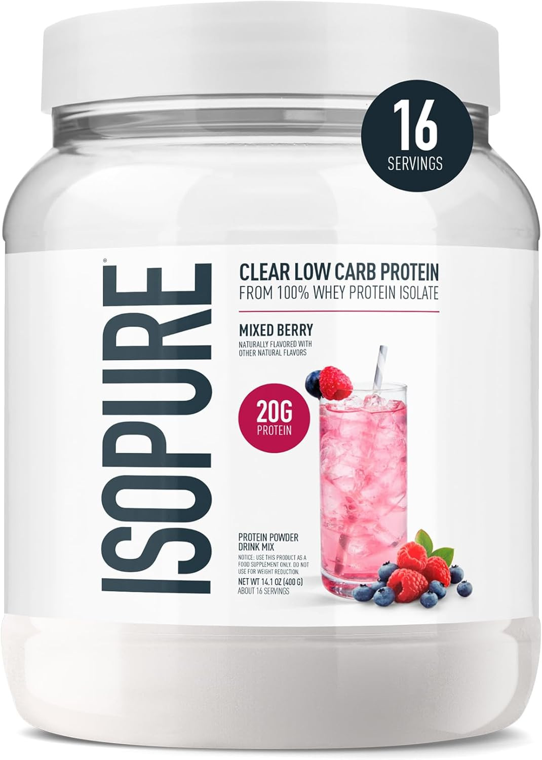 Clear Whey Isolate Protein Powder, Lactose Free, Gluten Free, Naturally Flavored