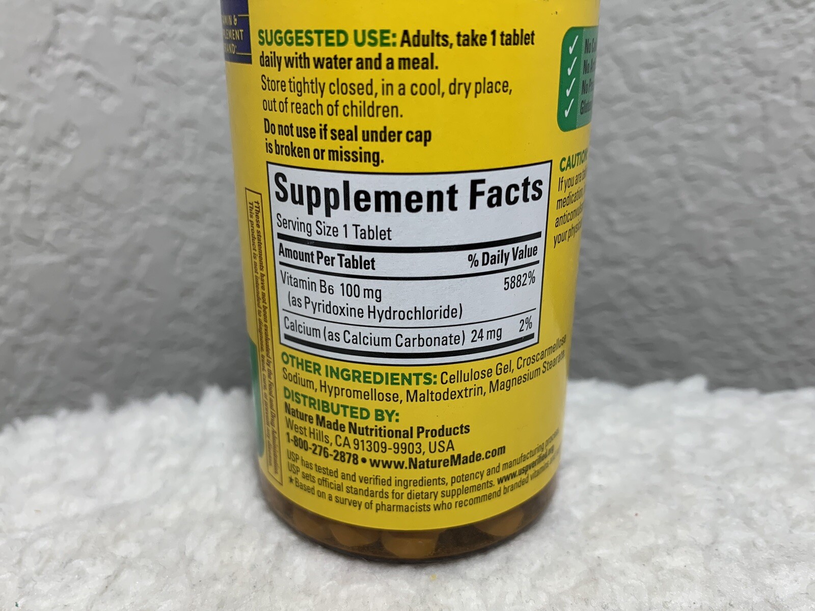 (2-Pack) Nature Made Vitamin B6 100mg Support Nervous System 100Ct Tablets