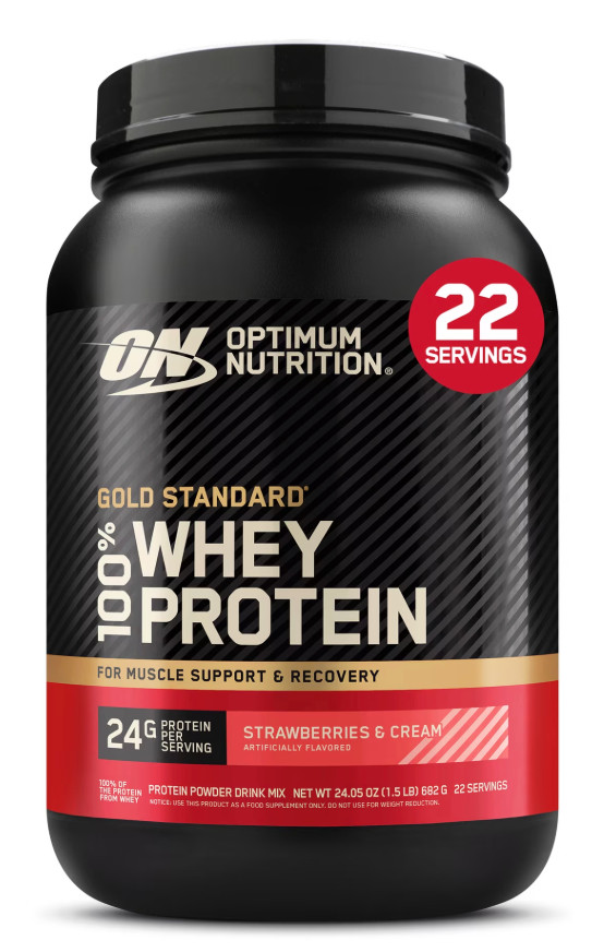 ON Gold Standard 100% Whey Protein Powder, Strawberries & Cream, 22 Servings NEW