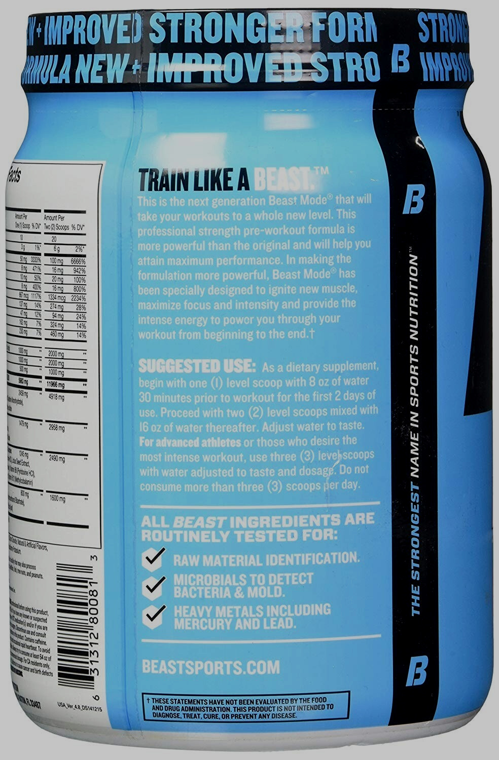 Beast Sports Nutrition Beast Mode Stronger Pink-Lemonade Pre-Workout 45 servings