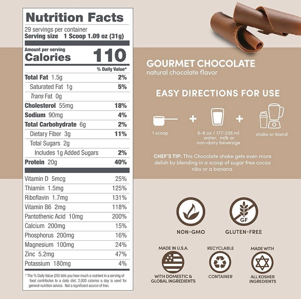 3x Designer Whey, Natural 100% Whey Protein Powder, Gourmet Chocolate BB: 09/26+