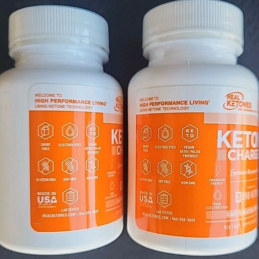2 Boxes: Real Ketones D-BHB Capsules Charged 30 Caps ea 11/26