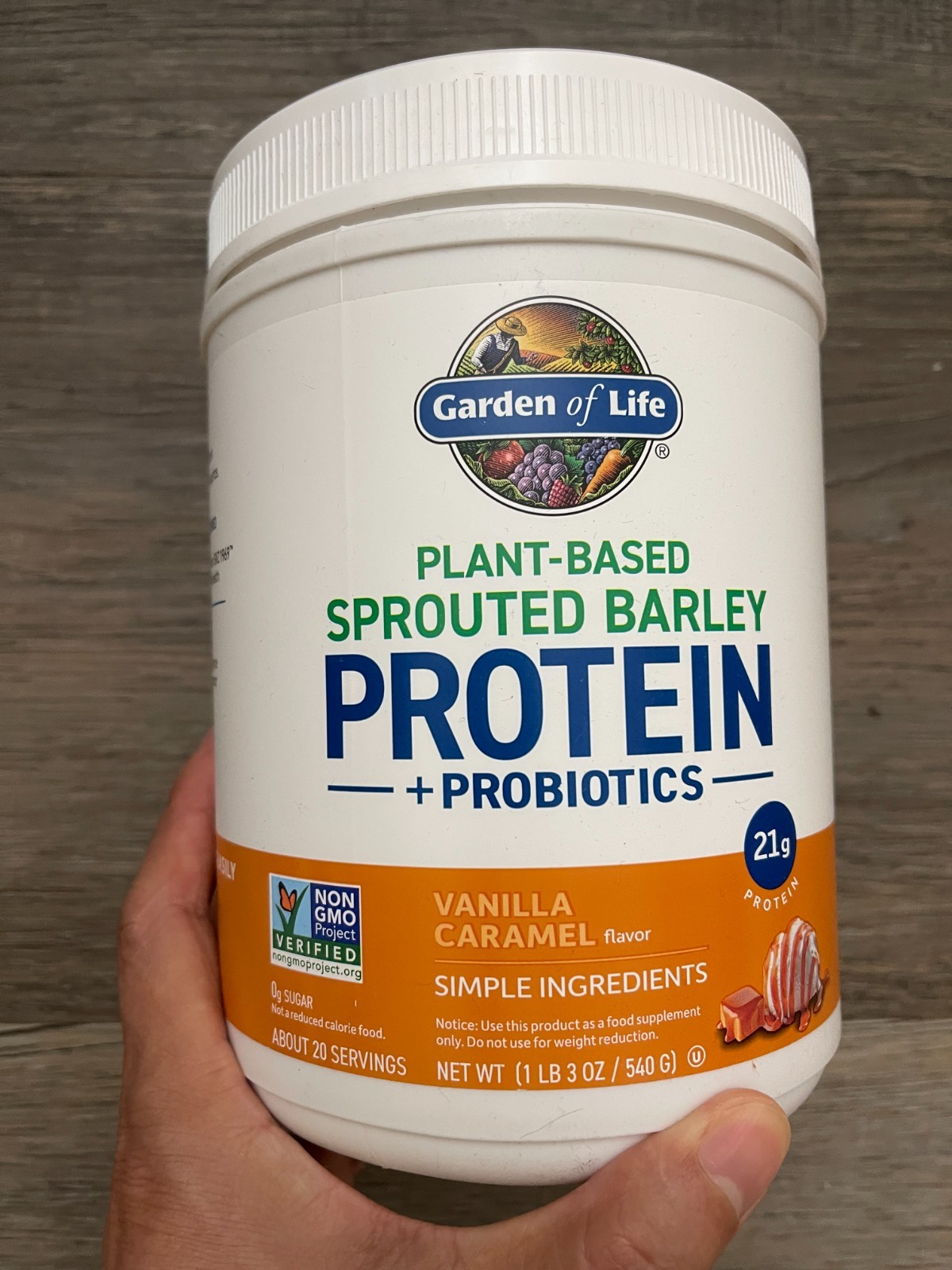 Garden of Life Plant-Based Sprouted Barley Protein, Vanilla Caramel 20 Servings