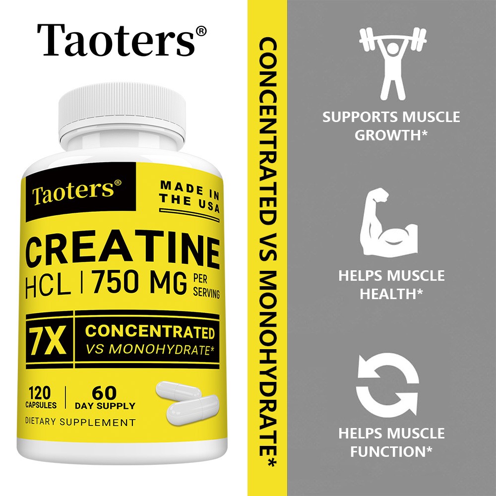Creatine Hcl 750 Mg 30-120 Capsules Supports Immune Energy Health Muscle Growth