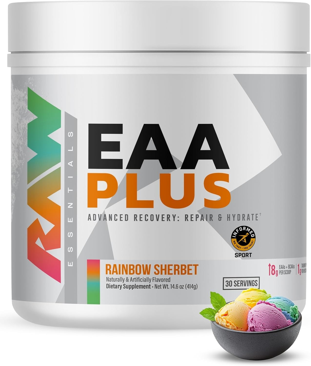 RAW EAA Plus Amino Acid Hydration Electrolytes Powder 30 Servings 3 Flavors New