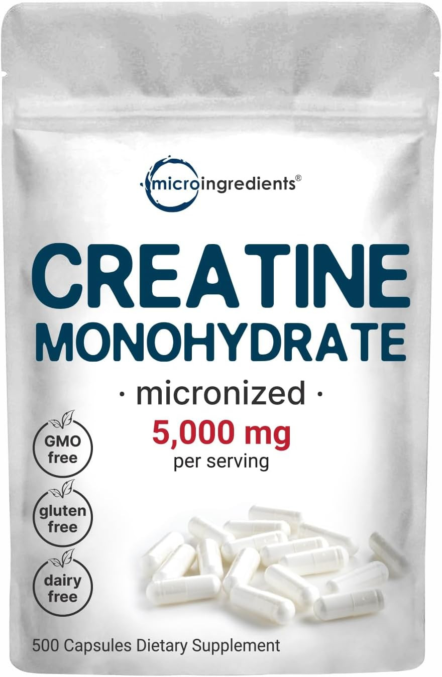 Creatine Monohydrate 5,000Mg, 500 Capsules | Pure Creatine Pills – Micronized +