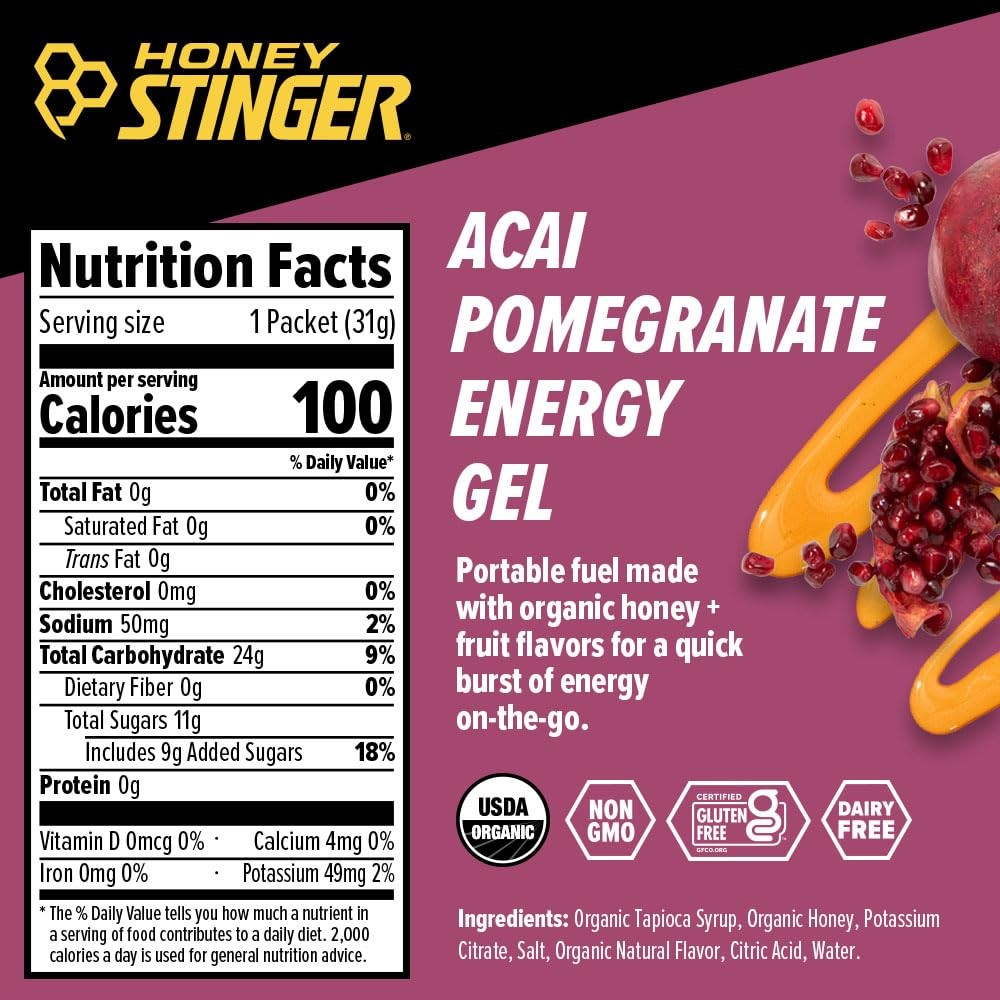 Honey Stinger Organic Acai Pomegranate 1.1 Ounce (Pack of 24), Multicolor