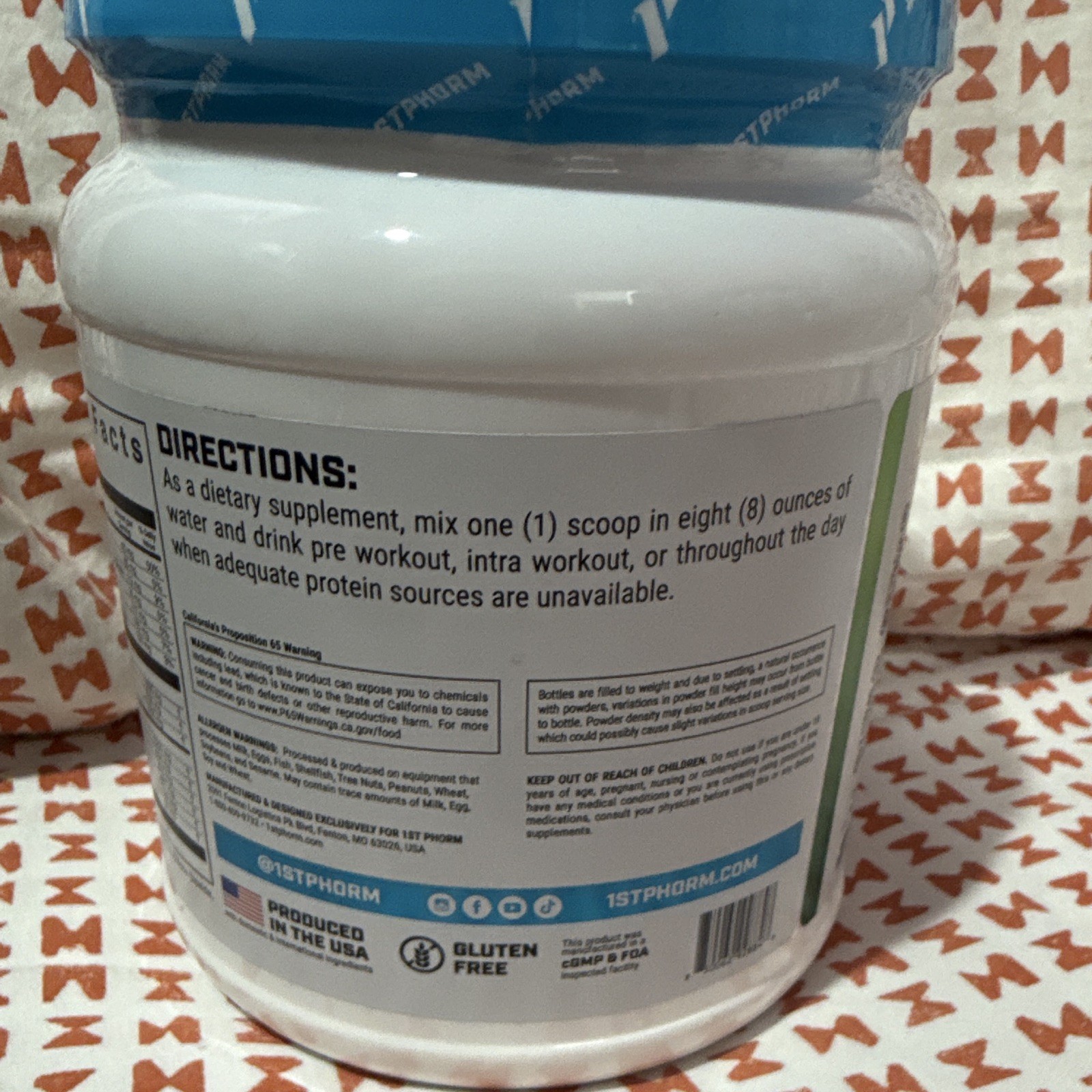 1st Phorm EAA Essential Amino Acids Powder Sour Green Apple, 60 Serv, 1.6 lb