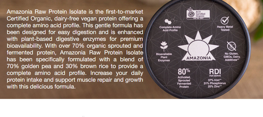 NEW Amazonia Raw Protein Isolate Choc Coconut 500g