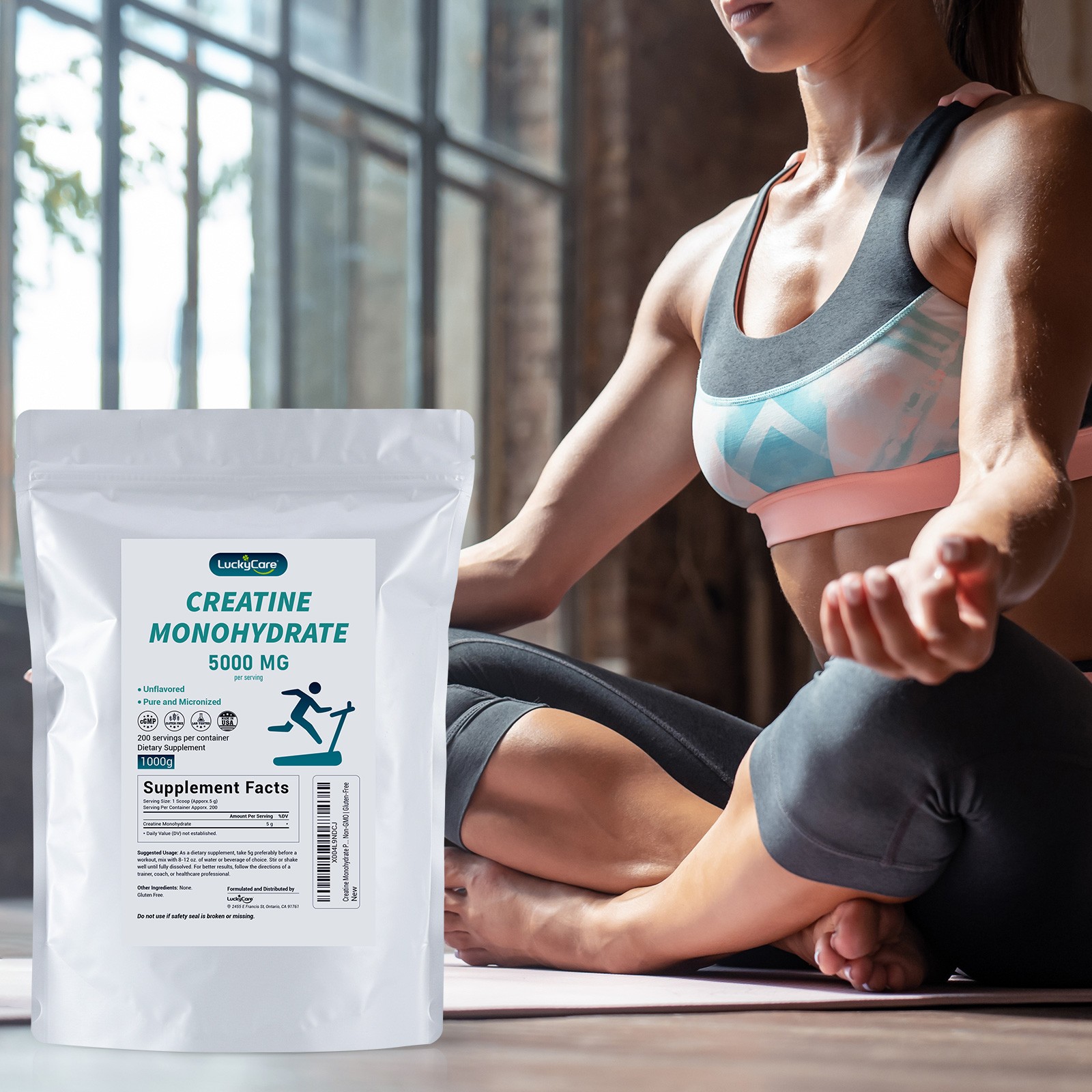Creatine Monohydrate 100% Pure Powder 1000g (2.2 lb) Micronized Unflavored