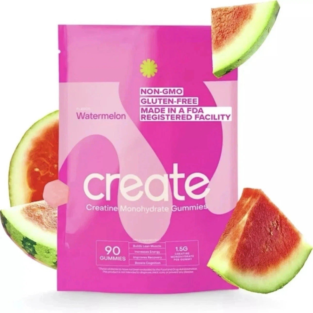 Create Creatine Gummies 90ct 1.5g Vegan Gluten-Free Focus Strength Endurance