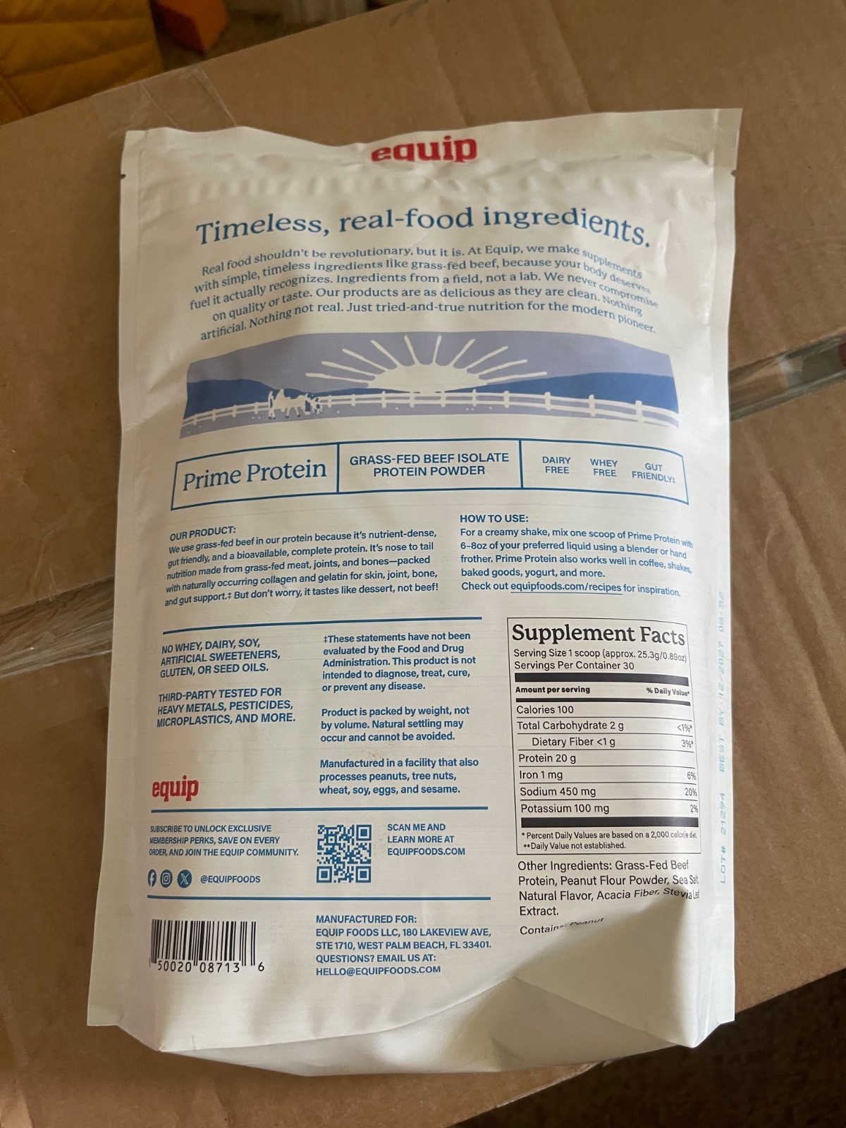 (FREE SHIPPING) Equip Prime Protein Grass-Fed Beef Isolate Powder