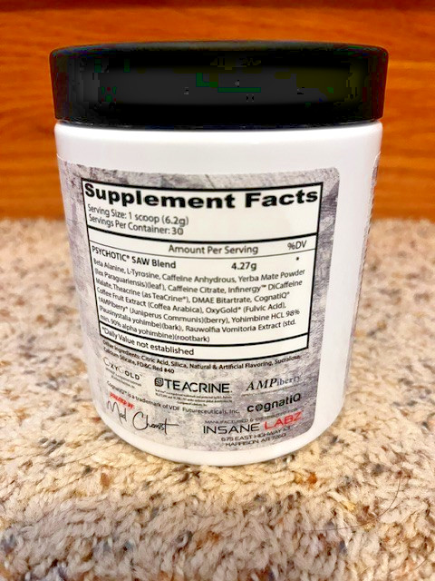 INSANE LABZ PSYCH-O-TIC SAW High Stim Preworkout Energy Focus Pumps 30 Servings