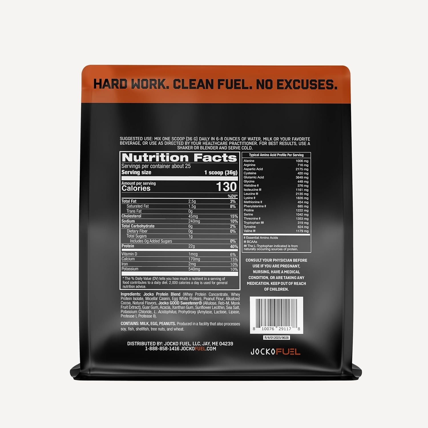 Jocko Fuel Whey Protein Powder Chocolate Peanut Butter 22g Protein 25 Servings