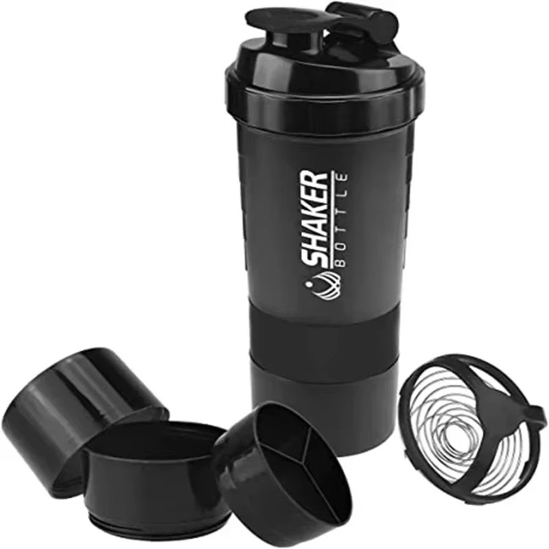 500ML Portable Protein Shaker Cup with Powder Storage Container Mixer Cup Gym Sp
