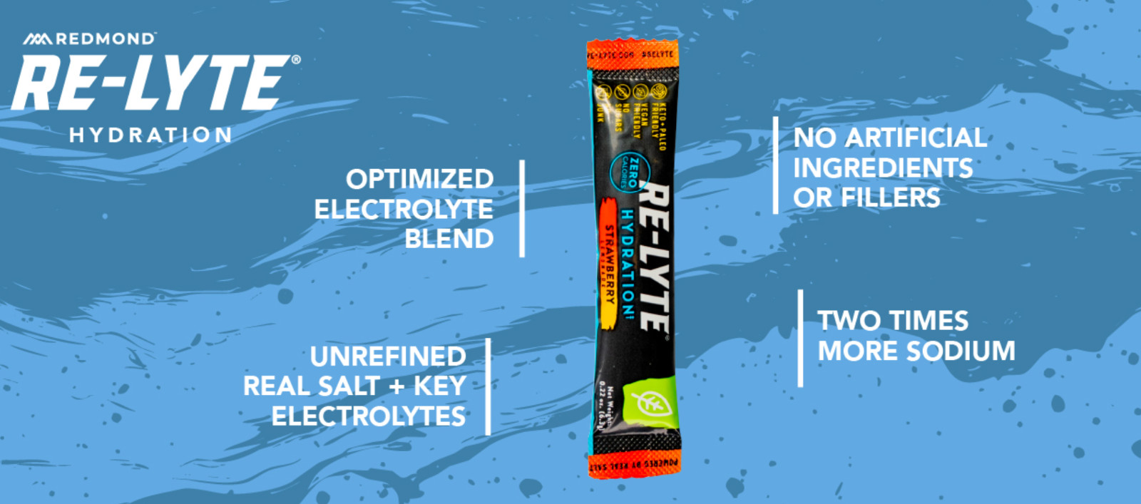 REDMOND Re-Lyte Hydration Electrolyte Drink Mix – Strawberry Lemonade Flavor
