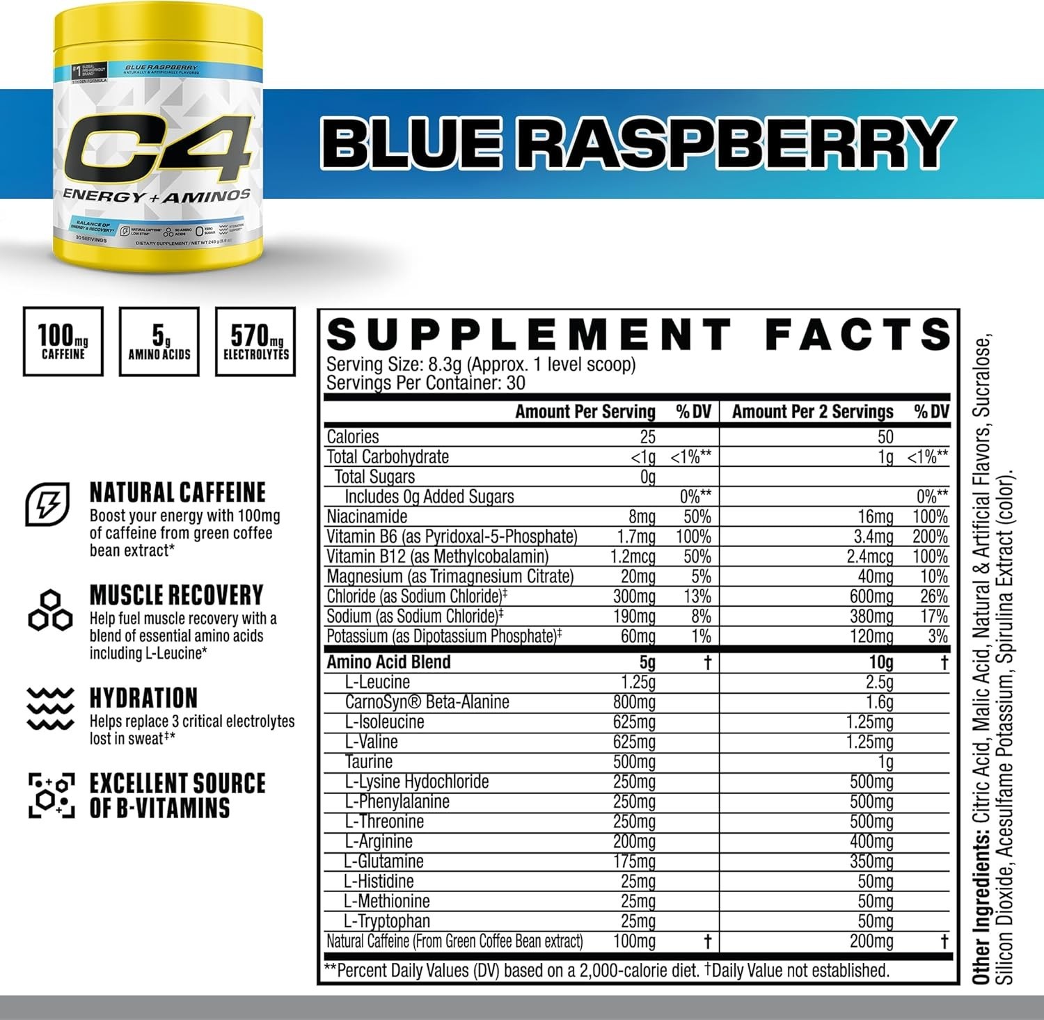 Boost Energy & Muscle Recovery with C4 Energy + Aminos – 30 Servings, Zero Sugar