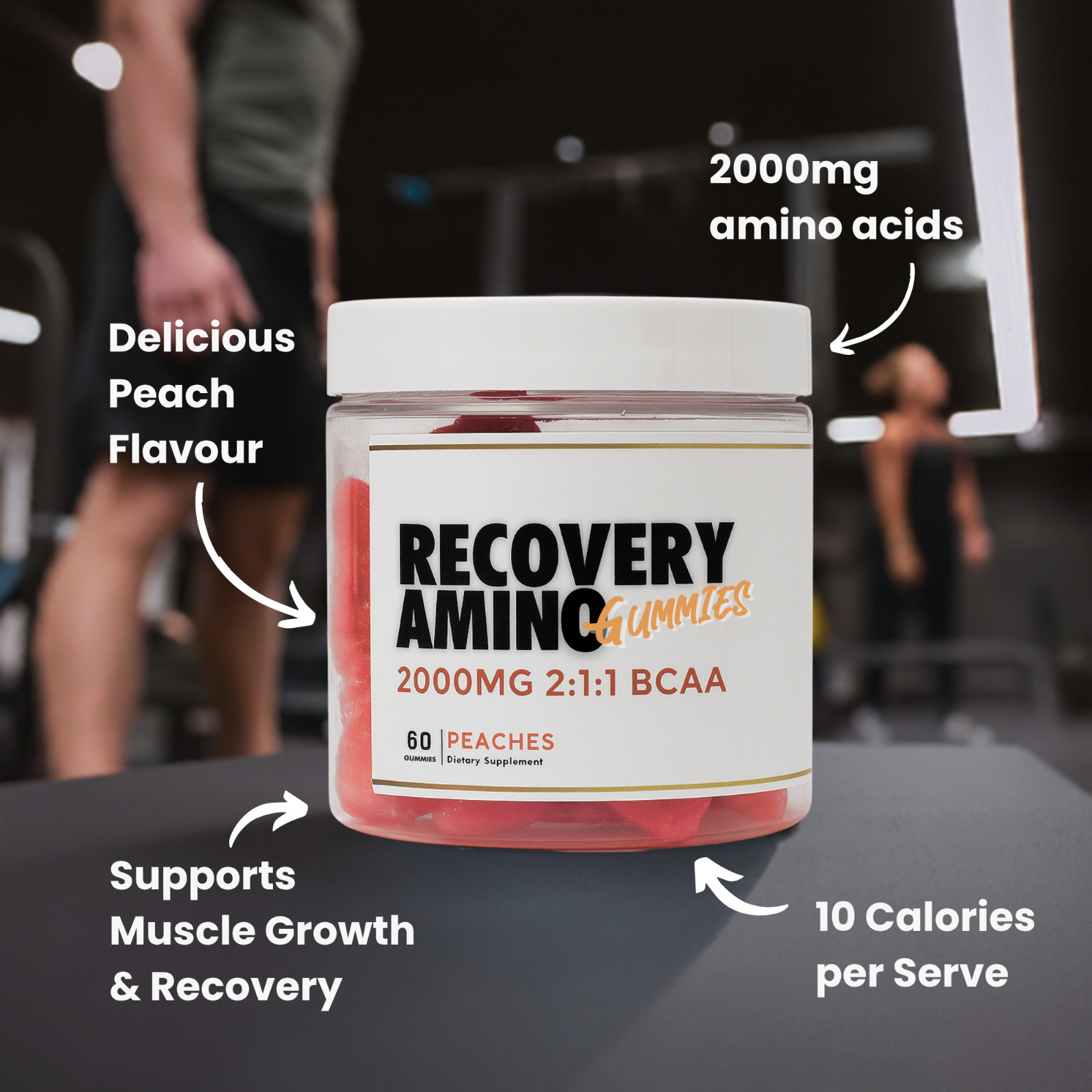 Recovery+ BCAA Gummies – 2:1:1 Branched Chain Amino Acids