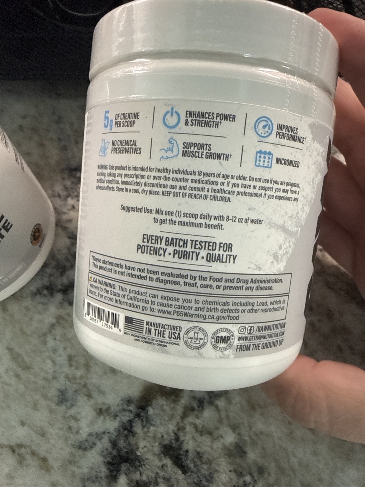 Raw Essentials Creatine Monohydrate Powder Unflavored 2 Pack 100 Total Servings