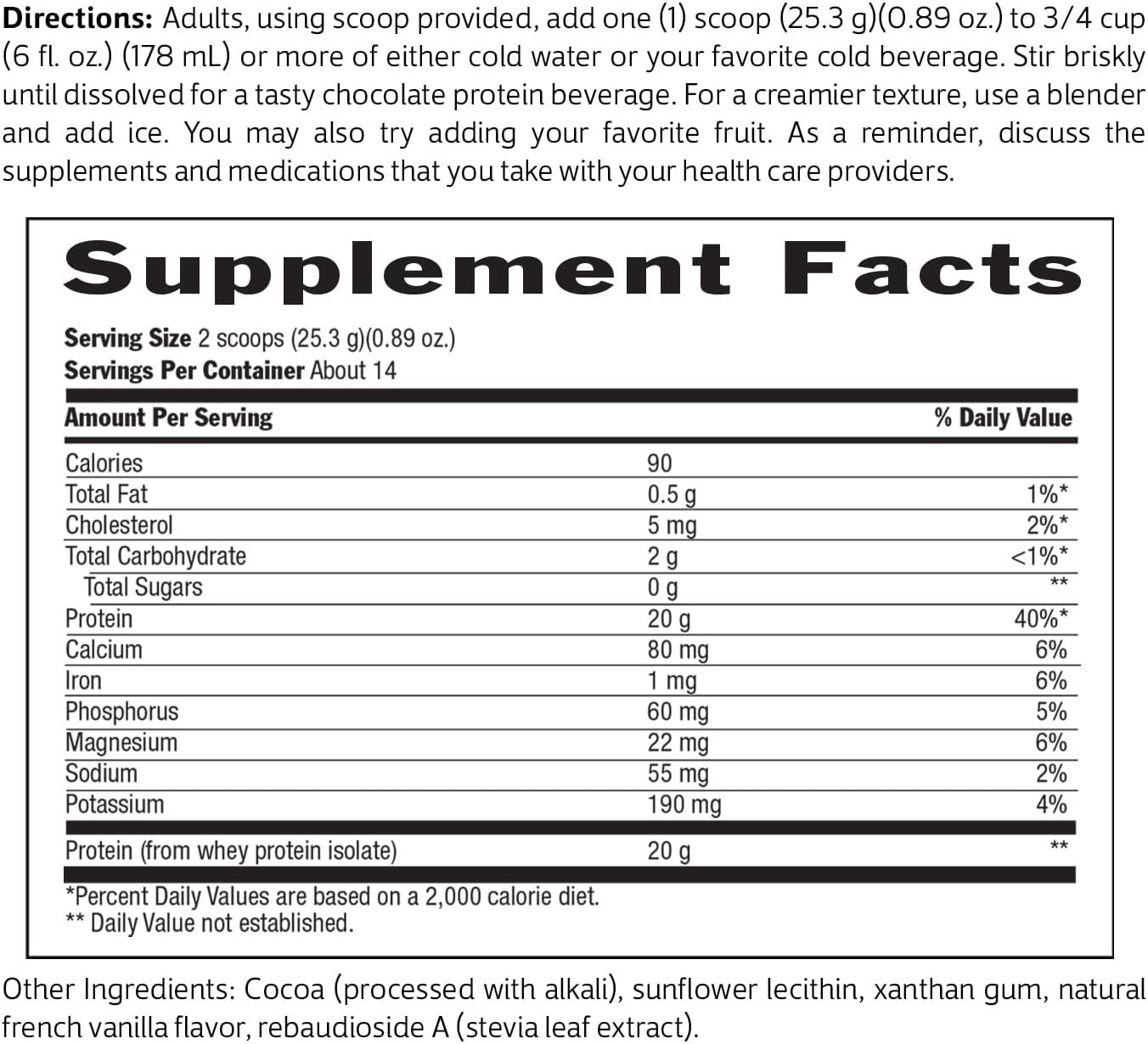 High-Quality Sugar-Free Whey Protein Powder – 20g Protein, Gluten Free, 12.5oz