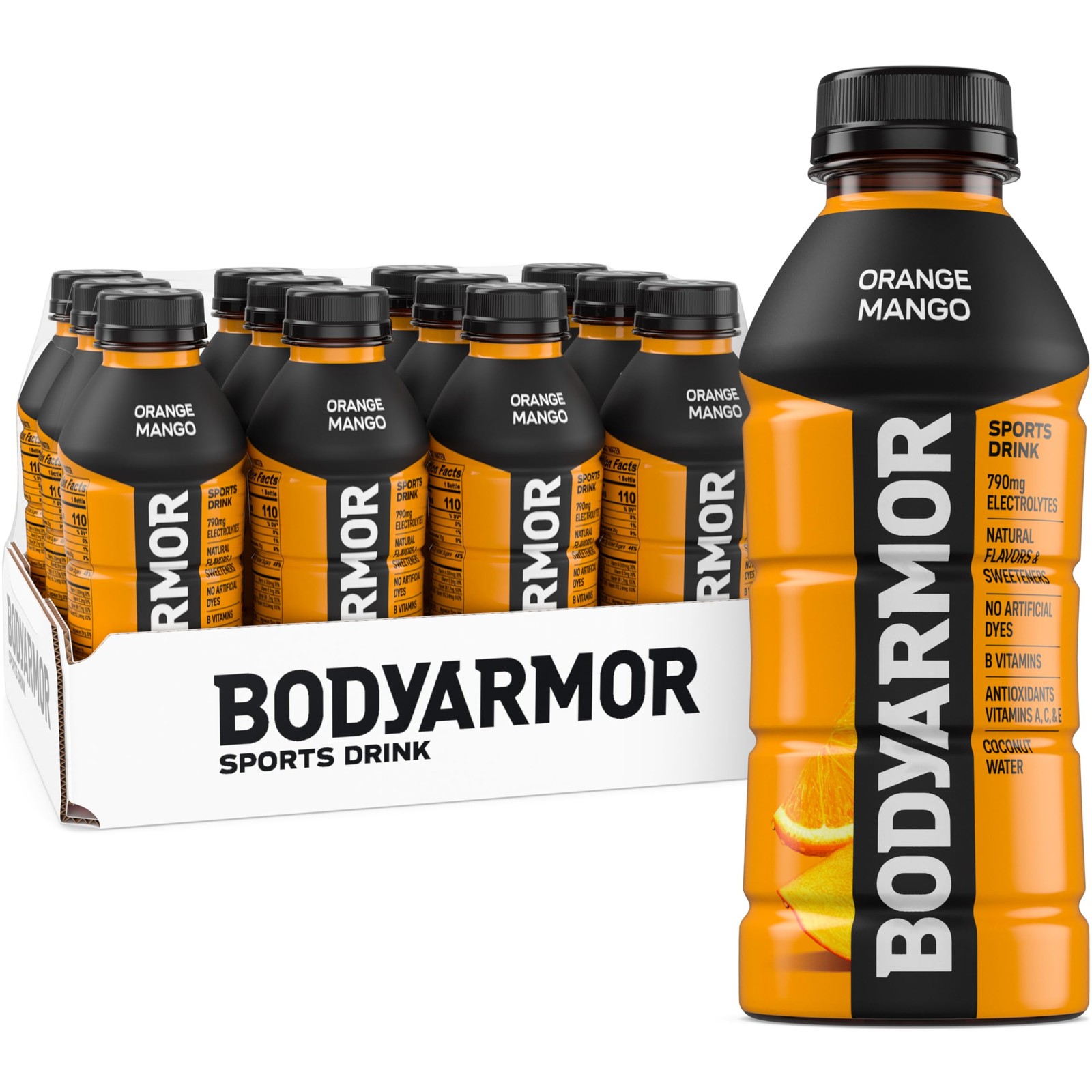 BODYARMOR Sports Drink Beverage, Orange Mango, 16 Ounce (Pack of 12)