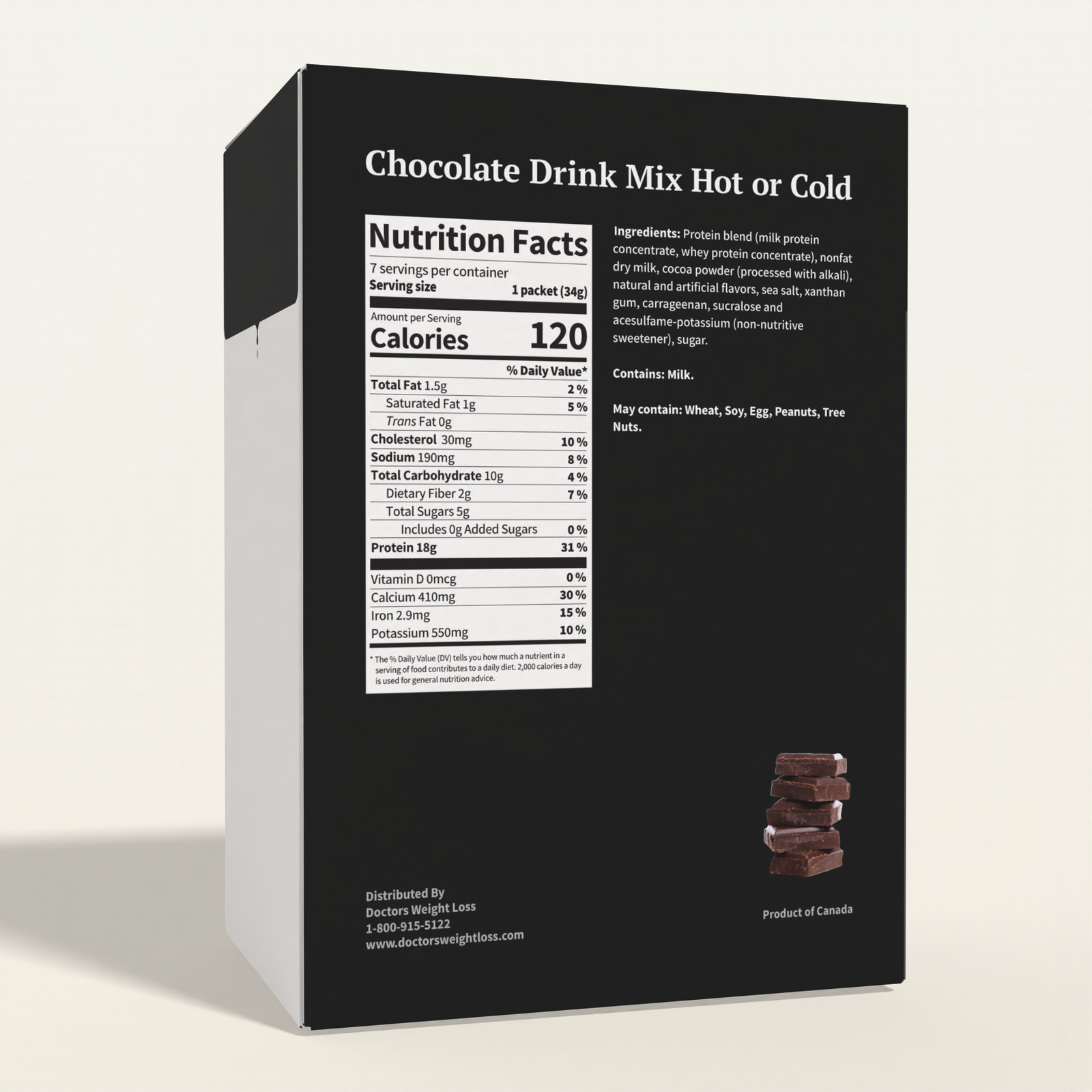 ProtiWise 18g Protein Ideal Chocolate Meal Drink Low Carb Low Calorie KETO 7ct