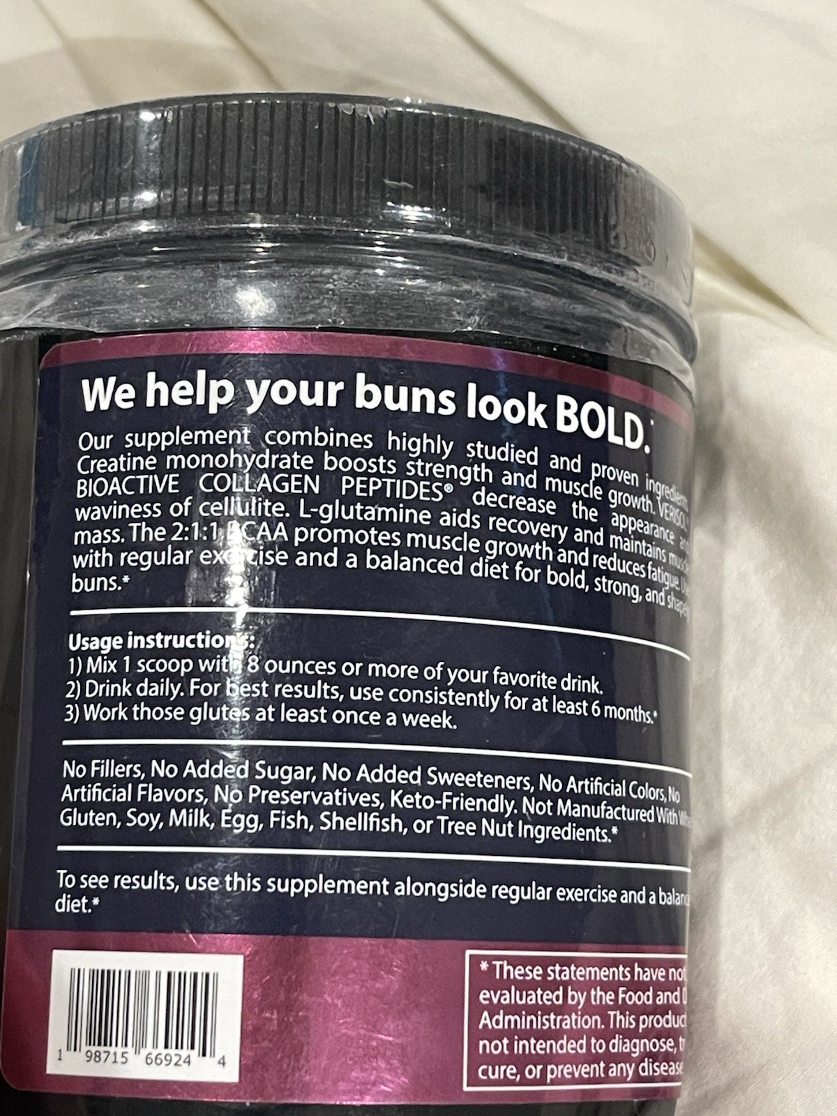 Bold Buns Creatine Boost Powder 10.32 Oz 30 Servings Dented Jar