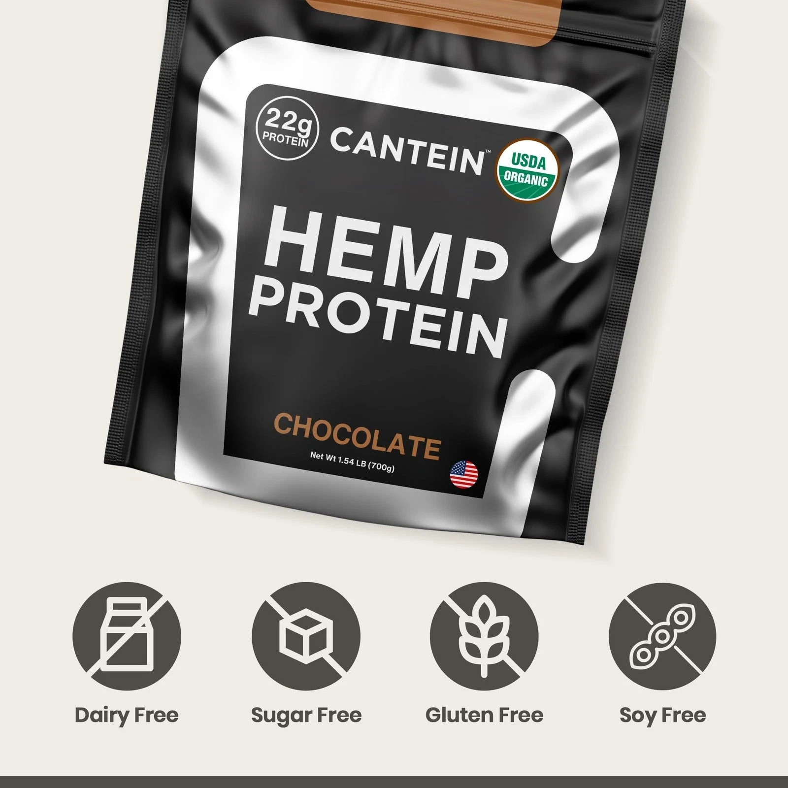 Cantein Organic Hemp Protein Vegan Protein Powder Clean Plant Based Protein P…