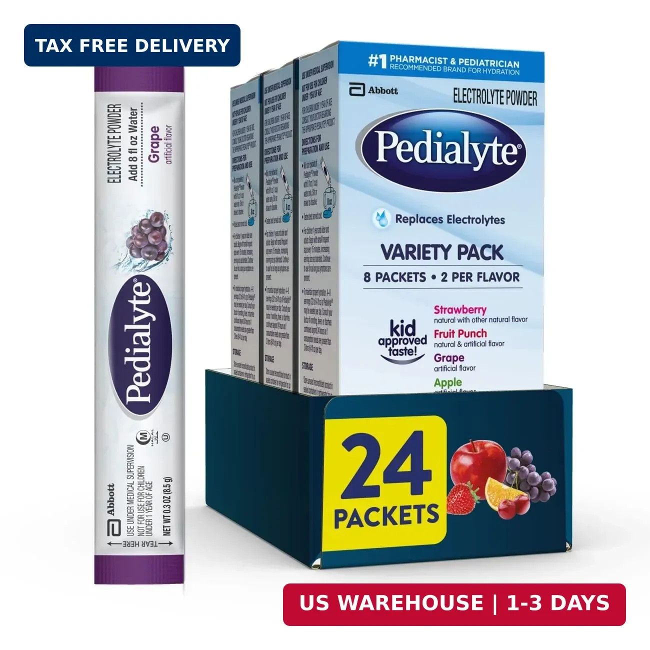 Pedialyte Electrolyte Powder, Hydration Drink for Kids & Adults, Variety Pack: S