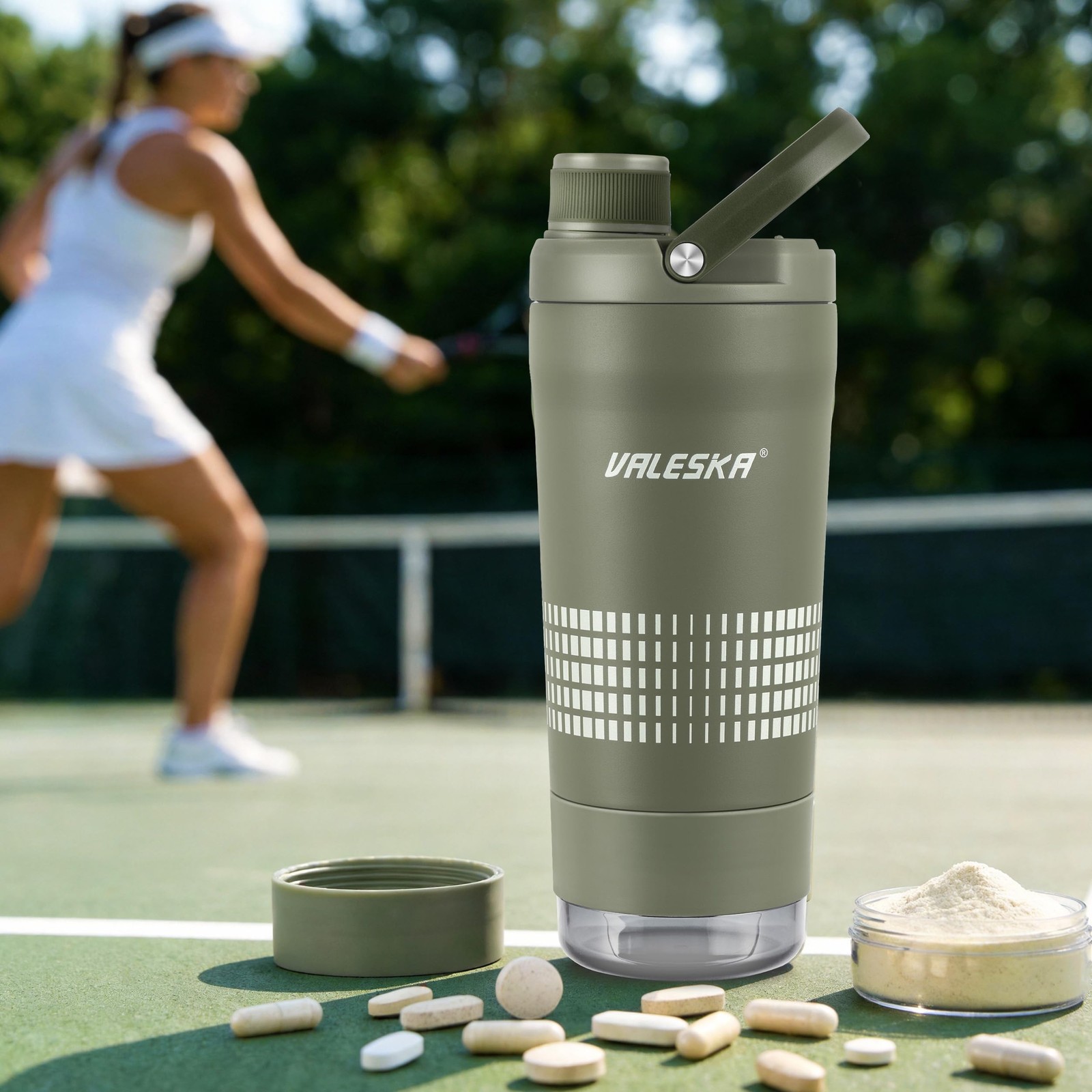Valeska Shaker Bottle For Protein Mixes Insulated Stainless Steel Protein