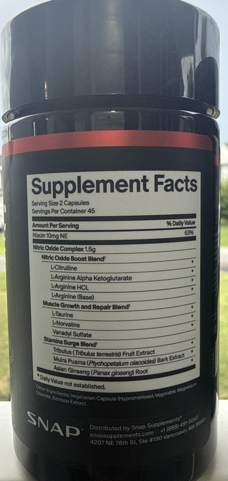 SNAP Nitric Oxide Booster L-Arginine 2X Bottles 90 Caps Exp 09/29