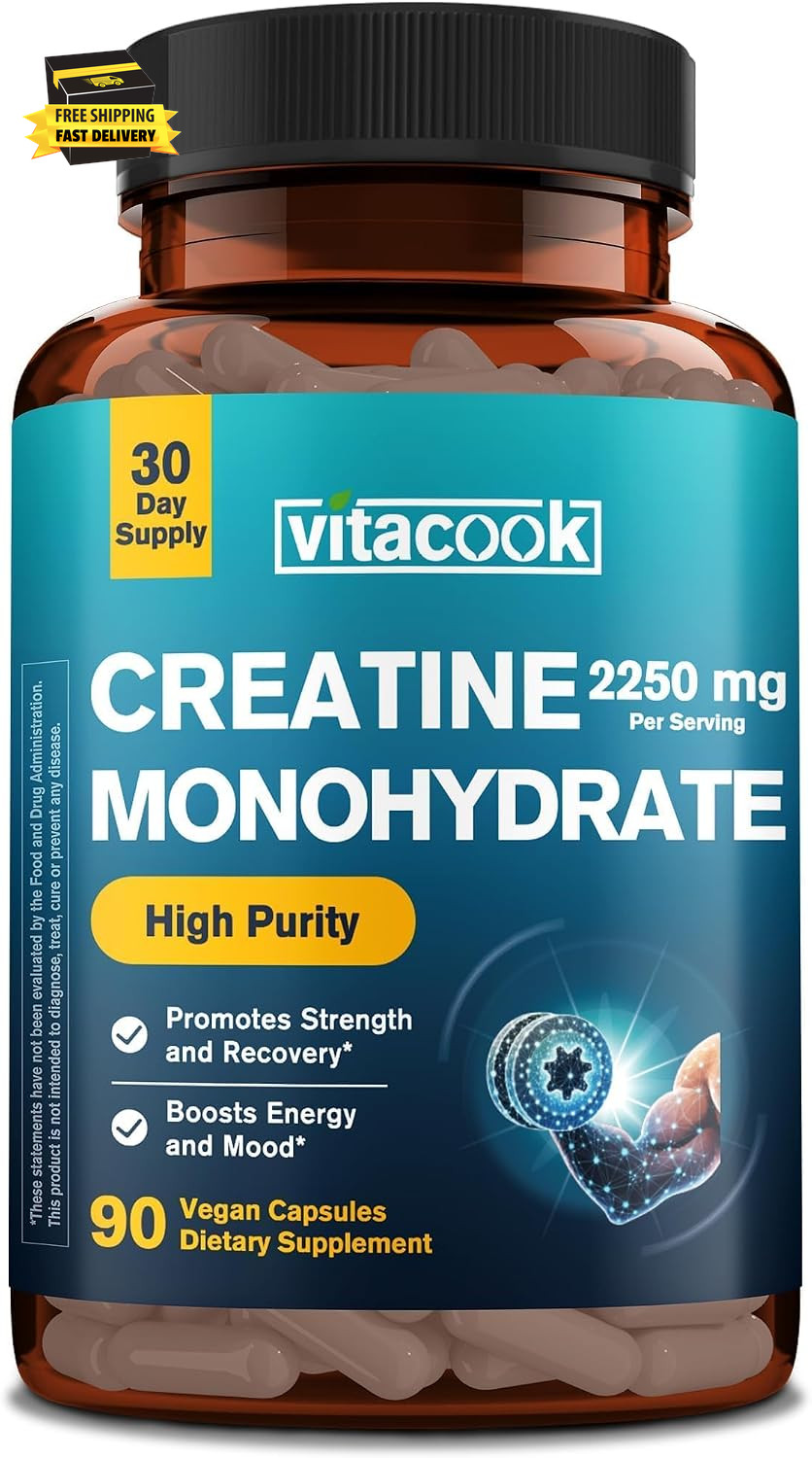 Creatine Monohydrate 2250 Mg per Serving, Micronized Creatine Capsules, for Stre