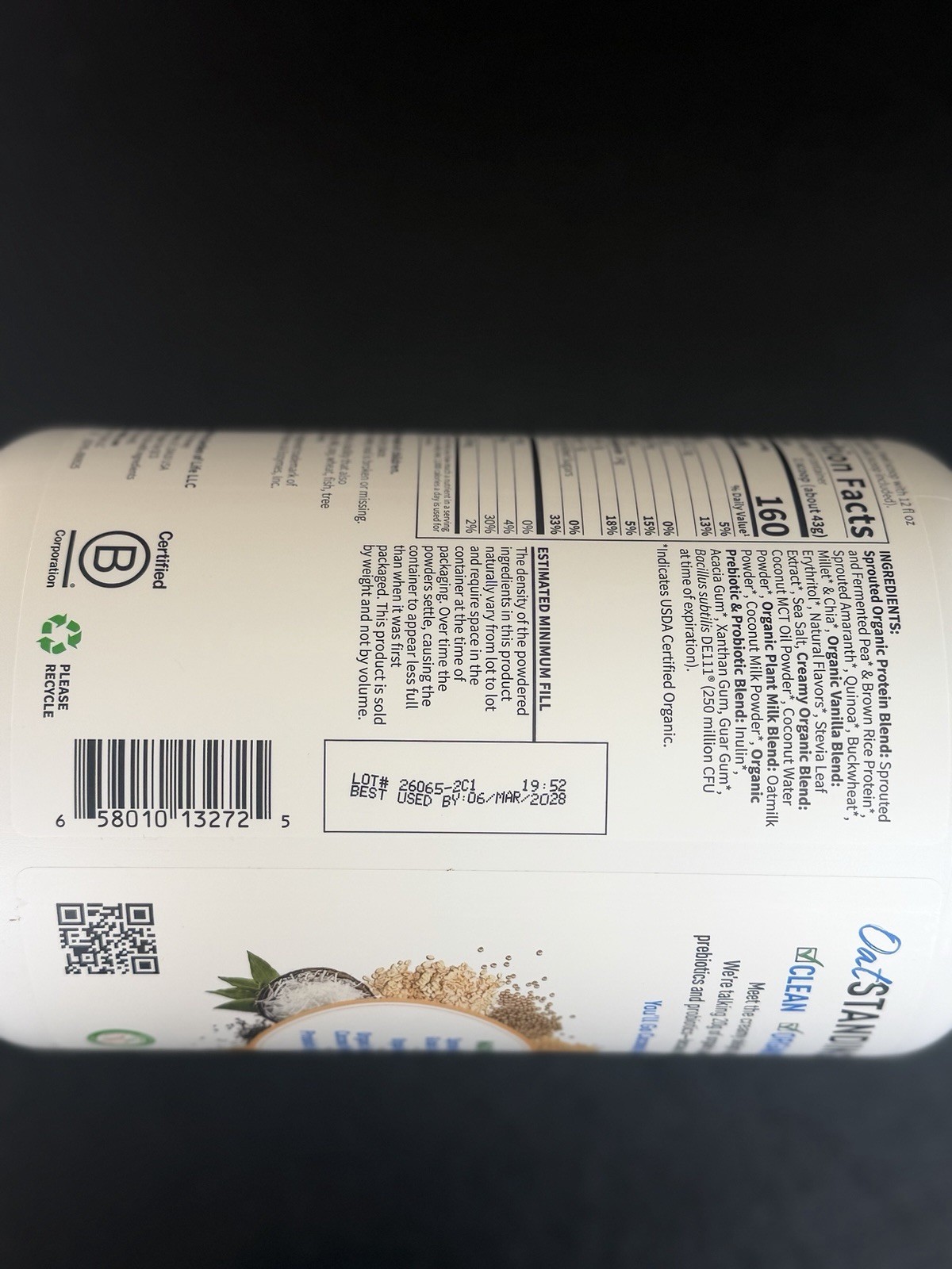 Garden of Life Organic Protein Powder Vanilla Cookie 1lb 14.3oz Exp 3/28