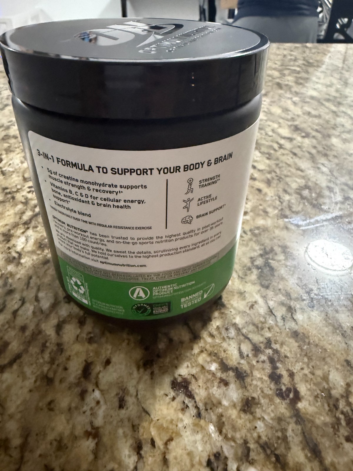 Optimum Nutrition Creatine + 3- n -1 Formula Powder Strawberry Peach Flavor