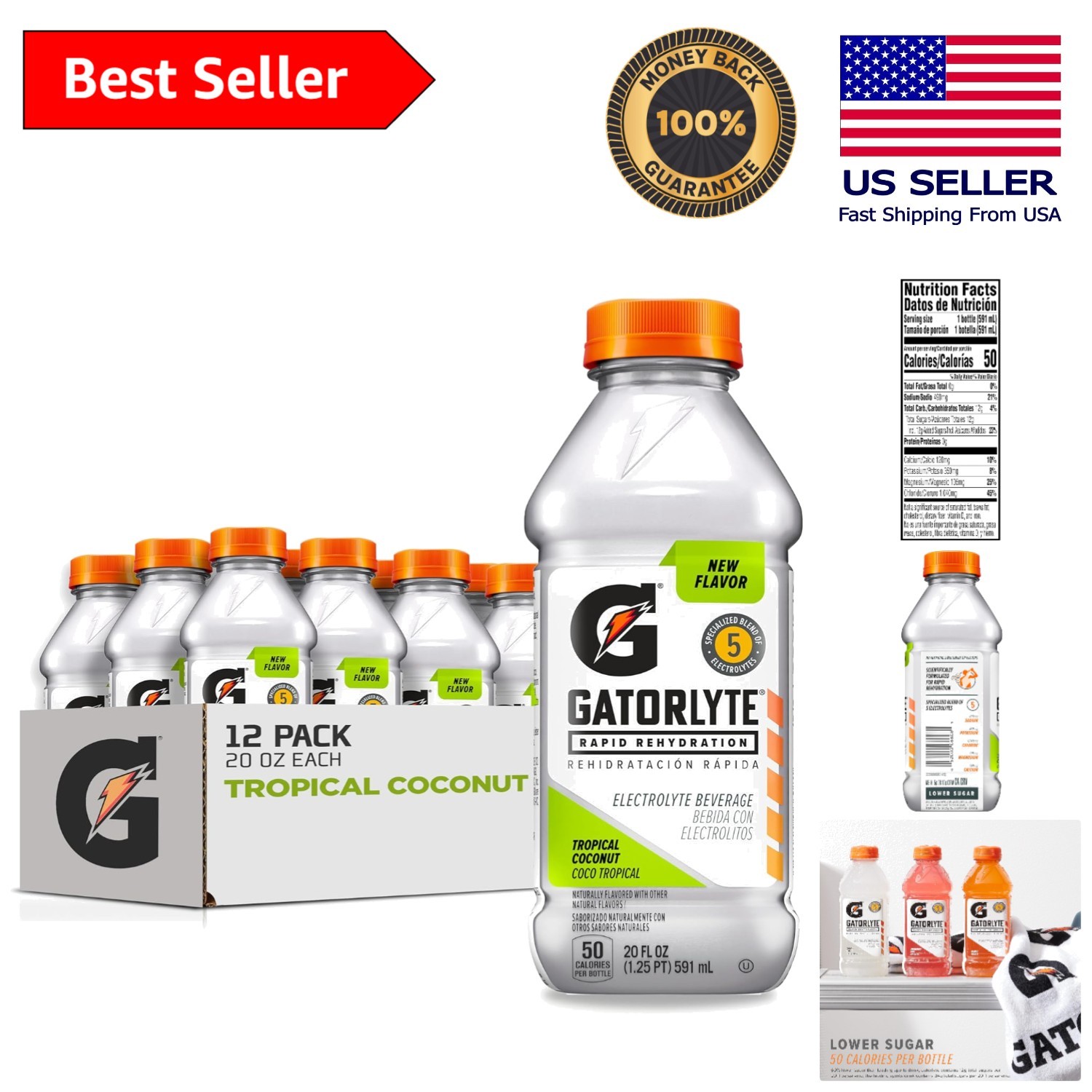 Hydrate Naturally with Tropical Coconut Electrolyte Drink – Pack of 12 Bottles