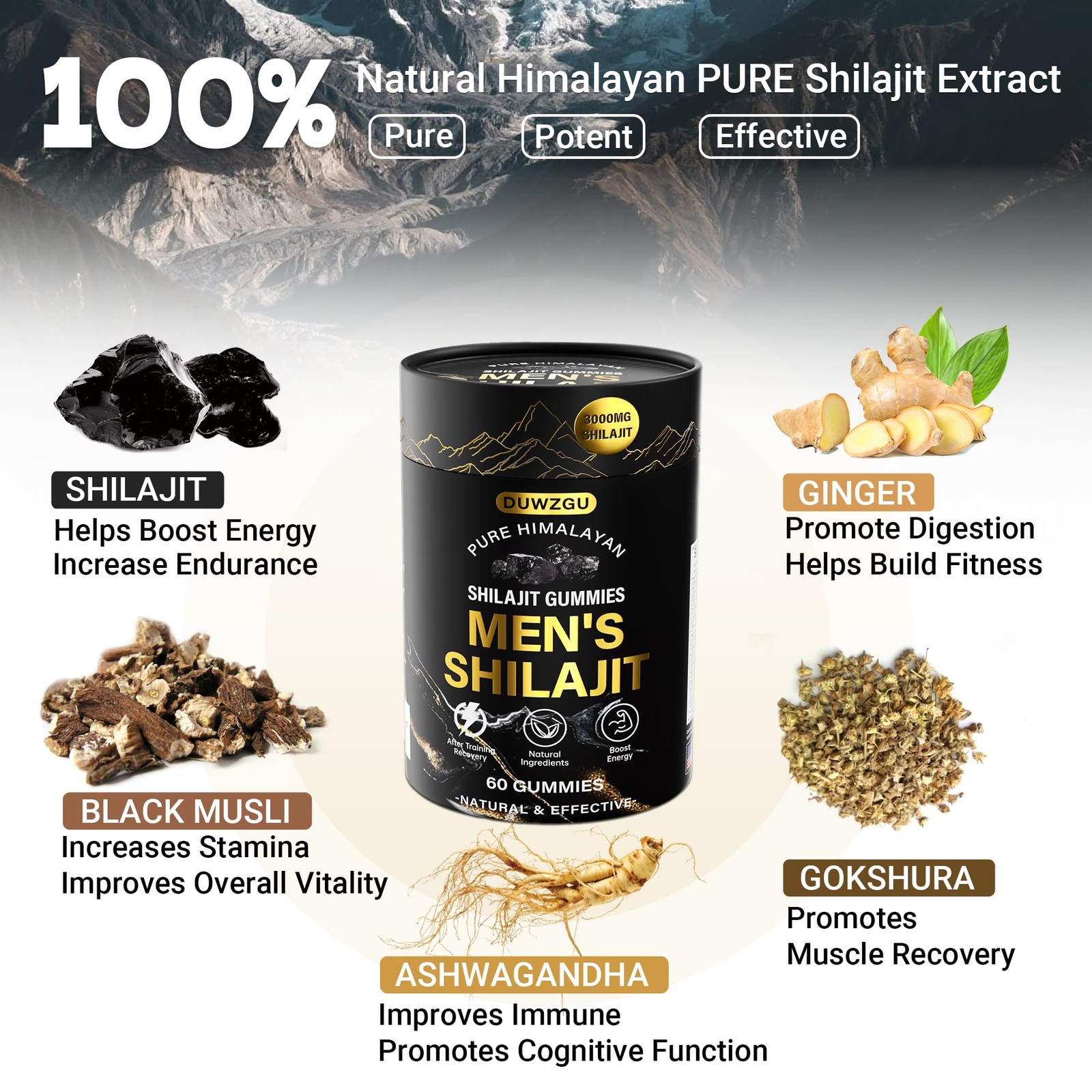 Himalayan Shilajit Gummies for Men & Women –100% Natural Organic Gold Gummies…