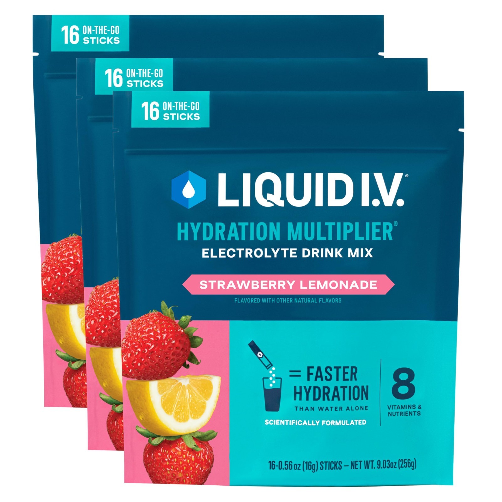 Hydration Multiplier Electrolyte Powder Drink Mix – Strawberry Lemonade 3 Pack (