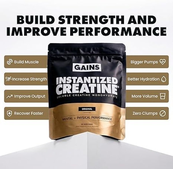 Gains in Bulk Instantized Creatine Monohydrate for Men & Women, Solub